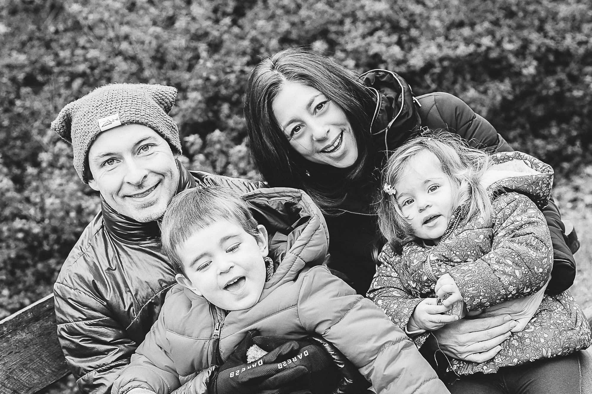 Family of four having fun in Isabella Plantation Richmond