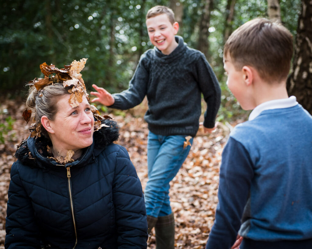 Having fun on an outdoor family photoshoot